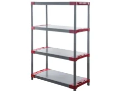 PROREGAL Kunststoffregale^Kunststoffregal Big Grey Bear Low HxBxT 138 x 80 x 46 cm Fachlast 160 kg Grau/Rot