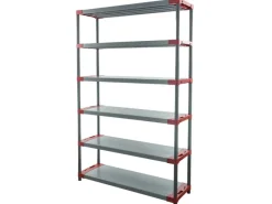 PROREGAL Kunststoffregale^Kunststoffregal Big Grey Bear Extra-Tall HxBxT 220 x 130 x 46 cm Fachlast 120 kg Grau/Rot