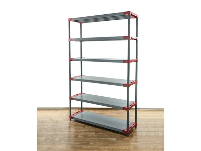 PROREGAL Kunststoffregale^Kunststoffregal Grey Bear Extra-Tall HxBxT 220 x 130 x 46 cm Fachlast 70 kg Grau/Rot