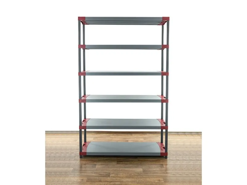 PROREGAL Kunststoffregale^Kunststoffregal Grey Bear Extra-Tall HxBxT 220 x 130 x 46 cm Fachlast 70 kg Grau/Rot