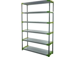 PROREGAL Kunststoffregal Big Grey Bear Extra-Tall HxBxT 220 x 140 x 46 cm Fachlast 120 kg Grau/Grün