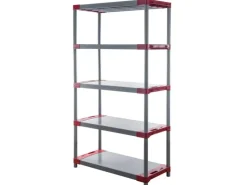 PROREGAL Kunststoffregal Big Grey Bear Tall HxBxT 180 x 120 x 46 cm Fachlast 160 kg Grau/Rot