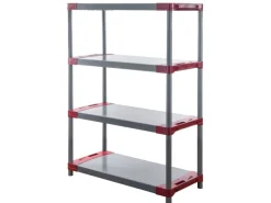 PROREGAL Kunststoffregale^Kunststoffregal Grey Bear Low HxBxT 138 x 110 x 46 cm Fachlast 120 kg Grau/Rot