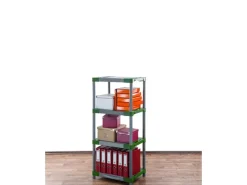 PROREGAL Kunststoffregale^Kunststoffregal Grey Bear Low HxBxT 138 x 70 x 46 cm Fachlast 120 kg Grau/Grün