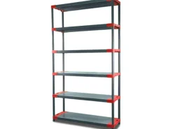 PROREGAL Kellerregale^Kunststoffregal Big Grey Bear Extra-Tall HxBxT 220 x 120 x 46 cm Fachlast 160 kg Grau/Rot