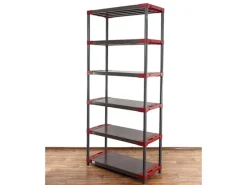 PROREGAL Kellerregale^Kunststoffregal Big Grey Bear Extra-Tall HxBxT 220 x 120 x 46 cm Fachlast 160 kg Grau/Rot