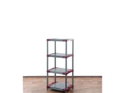 PROREGAL Kunststoffregal Grey Bear Low HxBxT 138 x 70 x 46 cm Fachlast 120 kg Grau/Rot