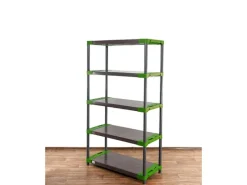 PROREGAL Kunststoffregal Grey Bear Tall HxBxT 180 x 100 x 46 cm Fachlast 120 kg Grau/Grün