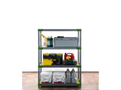 PROREGAL Kunststoffregal Grey Bear Low HxBxT 138 x 80 x 46 cm Fachlast 120 kg Grau/Grün