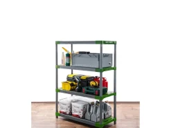 PROREGAL Kunststoffregal Grey Bear Low HxBxT 138 x 80 x 46 cm Fachlast 120 kg Grau/Grün