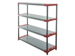 PROREGAL Kunststoffregal Big Grey Bear Low HxBxT 138 x 130 x 46 cm Fachlast 120 kg Grau/Rot