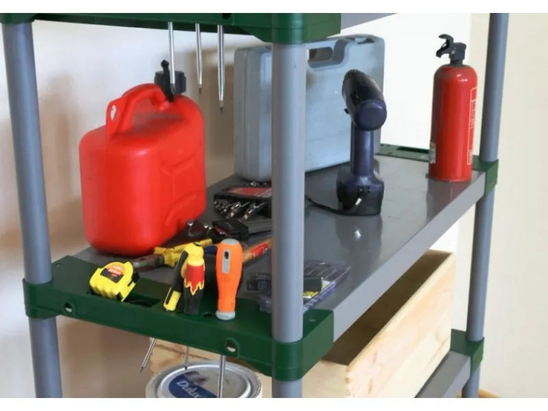 PROREGAL Kunststoffregal Grey Bear Low HxBxT 138 x 120 x 46 cm Fachlast 120 kg Grau/Grün