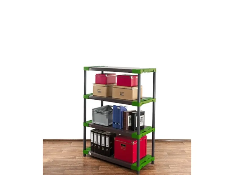 PROREGAL Kunststoffregal Grey Bear Low HxBxT 138 x 120 x 46 cm Fachlast 120 kg Grau/Grün