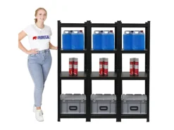 PROREGAL Mega Deal 3 x All Black Series Schwerlastregal Ragnar HxBxT 150 x 45 x 45 cm Fachlast 100 kg Matt Schwarz Kellerregal Steckregal Garagenregal