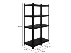 PROREGAL Metallregale|Schwerlastregal^Mega Deal 2 x All Black Series Schwerlastregal Ragnar HxBxT 150 x 45 x 45 cm Fachlast 100 kg Matt Schwarz Kellerregal Steckregal Garagenregal