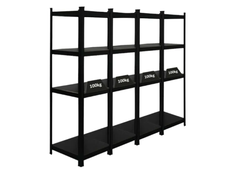 PROREGAL Mega Deal 4 x All Black Series Schwerlastregal Ragnar HxBxT 150 x 45 x 45 cm Fachlast 100 kg Matt Schwarz Kellerregal Steckregal Garagenregal