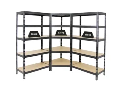 PROREGAL Mega Deal Tiger 1x Eckregal & 2x Schwerlastregal 180x 90x 45 cm Fachlast 175 & 265 kg