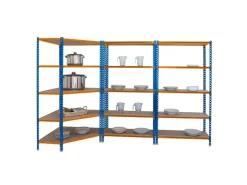 PROREGAL Eckregale^Mega Deal 1x Eckregal & 2x Schwerlastregal Muli HxBxT 180 x 180 x 40 cm Fachlast 200 kg Blau-Orange Mega Deal 1x Eckregal + 2x Schwerlastregal Muli HxBxT 180 x 180 x 40 cm Fachlast 200 kg Blau-Orange