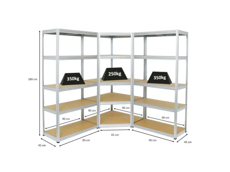 PROREGAL Mega Deal 1x Eckregal & 2x Schwerlastregal Slim Elephant S Fachlast 250 & 350 kg