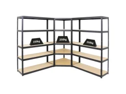 PROREGAL Regale Schwarz|Metallregale^Mega Deal 1x Eckregal & 2x Schwerlastregal Big Elephant S Fachlast 250 kg