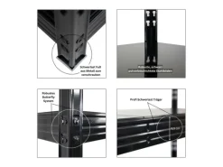 PROREGAL Regalsysteme^Mega Deal 2x Profi Schwerlastregal Rhino HxBxT 180x200x60cm 4 Stahlplatten-Ebenen Fachlast 500kg Schwarz