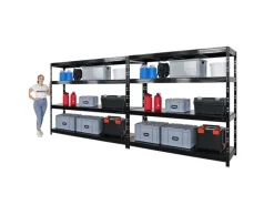 PROREGAL Regalsysteme^Mega Deal 2x Profi Schwerlastregal Rhino HxBxT 180x200x60cm 4 Stahlplatten-Ebenen Fachlast 500kg Schwarz