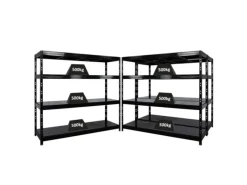 PROREGAL Mega Deal 3x Profi Schwerlastregal Rhino HxBxT 180x200x60cm 4 Stahlplatten-Ebenen Fachlast 500kg Schwarz