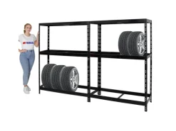 PROREGAL Mega Deal 2x Reifenregal Tiger mit Fachboden HxBxT 180 x 130 x 50 cm Bis Zu Insgesamt 24 Reifen