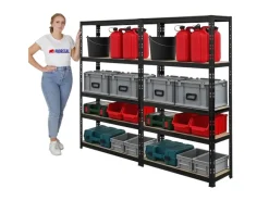 PROREGAL Mega Deal 2x Schwerlastregal APOLLO HxBxT 150 x 90 x 30 cm Fachlast 175kg Schwarz