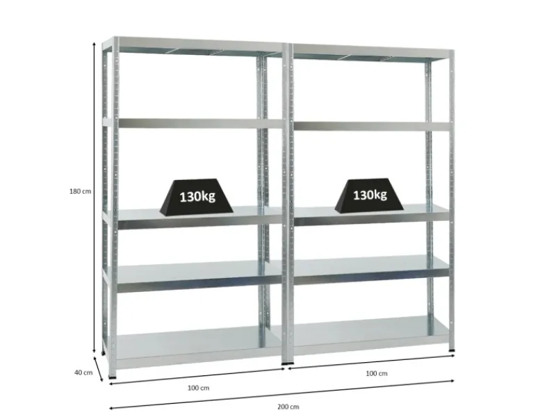 PROREGAL Kellerregale|Schwerlastregal^Mega Deal 2x Schwerlastregal Steel Eagle HxBxT 180 x 100 x 40 cm Fachlast 130 kg
