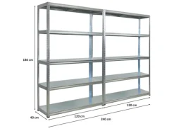 PROREGAL Mega Deal 2x Schwerlastregal Steel Eagle HxBxT 180x120x40 cm Fachlast 130kg Verzinkt