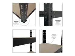 PROREGAL Mega Deal 2x Schwerlastregal APOLLO HxBxT 180 x 75 x 30 cm Fachlast 175kg Schwarz