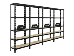 PROREGAL Regale Schwarz|Kellerregale^Mega Deal 4x Schwerlastregal APOLLO HxBxT 180 x 75 x 30 cm Fachlast 175kg Schwarz