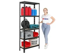 PROREGAL Regale Schwarz|Kellerregale^Mega Deal 4x Schwerlastregal APOLLO HxBxT 180 x 75 x 30 cm Fachlast 175kg Schwarz