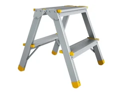 PROREGAL Leitern|Klapptritte^Metal Double Giraffe Doppelseitige-Aluminium-Stufenstehleiter 2 Stufen 41 cm Hoch 150 kg Tragkraft Leiter Trittleiter Haushaltsleiter