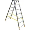 PROREGAL Klapptritte^Metal Double Giraffe Doppelseitige-Aluminium-Stufenstehleiter 7 Stufen 155 cm Hoch 150 kg Tragkraft Leiter Trittleiter Haushaltsleiter