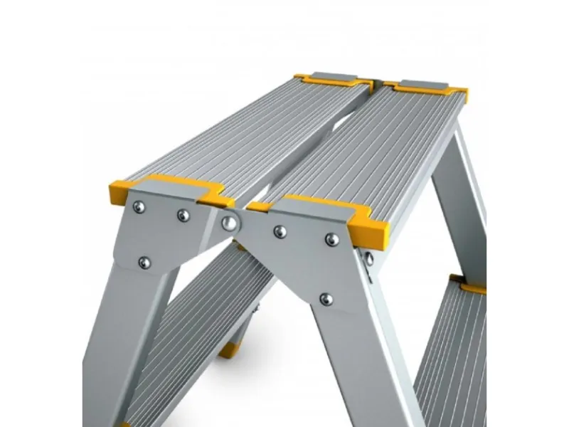 PROREGAL Klapptritte^Metal Double Giraffe Doppelseitige-Aluminium-Stufenstehleiter 7 Stufen 155 cm Hoch 150 kg Tragkraft Leiter Trittleiter Haushaltsleiter