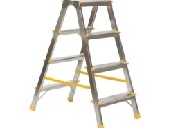 PROREGAL Leitern|Klapptritte^Metal Double Giraffe Doppelseitige-Aluminium-Stufenstehleiter 4 Stufen 86 cm Hoch 150 kg Tragkraft Leiter Trittleiter Haushaltsleiter