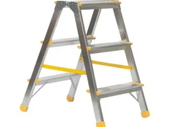 PROREGAL Klapptritte^Metal Double Giraffe Doppelseitige-Aluminium-Stufenstehleiter 3 Stufen 63 cm Hoch 150 kg Tragkraft Leiter Trittleiter Haushaltsleiter