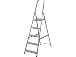 PROREGAL Klapptritte^Metal Single Giraffe Einseitige-Metall-Bügelleiter 4 Stufen 149 cm Hoch 125 kg Tragkraft Stahl Trittleiter Stufenleiter Stehleiter