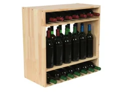 PROREGAL Modulares Weinregal Vincellar Mod HxBxT 60 x 60 x 30 cm Standflaschen Modul Für 32 Flaschen Massives Kiefernholz Natur