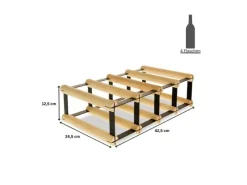 PROREGAL Flaschenregale^Modulares Weinregal Vinotega Mod Metal HxBxT 12,5 x 42,5 x 24,5 cm 4 x 1 Flaschen Massives Kiefernholz Natur