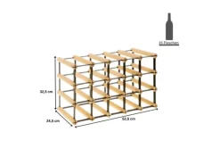 PROREGAL Flaschenregale^Modulares Weinregal Vinotega Mod Metal HxBxT 32,5 x 52,5 x 24,5 cm 5 x 3 Flaschen Massives Kiefernholz Geölt