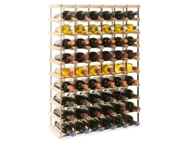 PROREGAL Flaschenregale^Modulares Weinregal Vinotega Mod Metal HxBxT 92,5 x 62,5 x 24,5 cm 6 x 9 Flaschen Massives Kiefernholz Natur