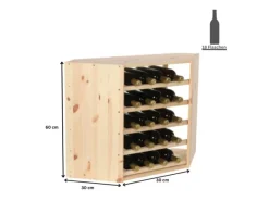 PROREGAL Modulares Weinregal Vincellar Mod HxBxT 60 x 30 x 30 cm Eckmodul Für 18 Flaschen Massives Kiefernholz Natur