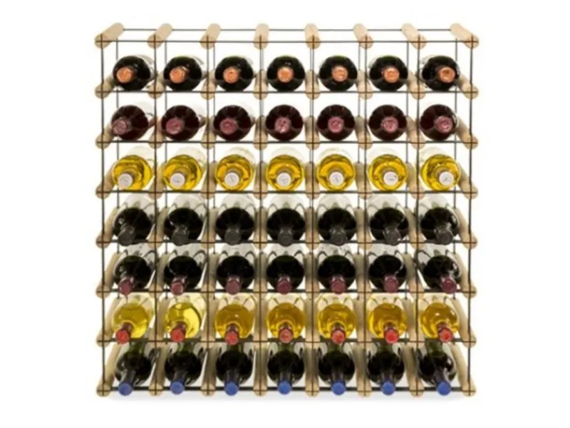 PROREGAL Modulares Weinregal Vinotega Mod Metal HxBxT 72,5 x 72,5 x 24,5 cm 7 x 7 Flaschen Massives Kiefernholz Natur