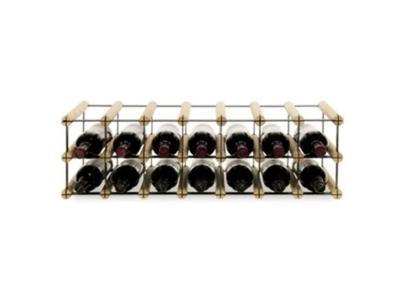 PROREGAL Modulares Weinregal Vinotega Mod Metal HxBxT 22,5 x 72,5 x 24,5 cm 7 x 2 Flaschen Massives Kiefernholz Natur
