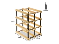 PROREGAL Modulares Weinregal Vinotega Mod Metal HxBxT 32,5 x 22,5 x 24,5 cm 2 x 3 Flaschen Massives Kiefernholz Natur