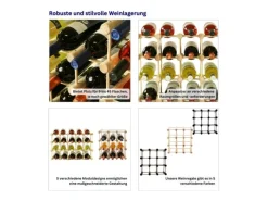 PROREGAL Modulares Weinregal Vinotega Mod HxBxT 36 x 36 x 24 cm 2 x 9 Flaschen Massives Eichenholz Natur