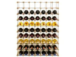 PROREGAL Flaschenregale^Modulares Weinregal Vinotega Mod Metal HxBxT 92,5 x 72,5 x 24,5 cm 7 x 9 Flaschen Massives Kiefernholz Natur